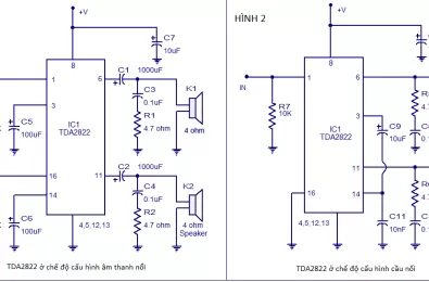 Mạch khuếch đại sử dụng TDA2822